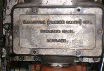 Engine maker's plate reading 'RA Lister (Marine Sales) Ltd. Dursley Glos. England.'