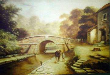 The Croydon Canal, a bridge and horse