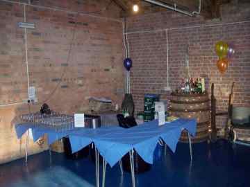 Cash bar - tables arranged in a corner at 90 degrees