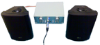 public address with system unit and two speakers